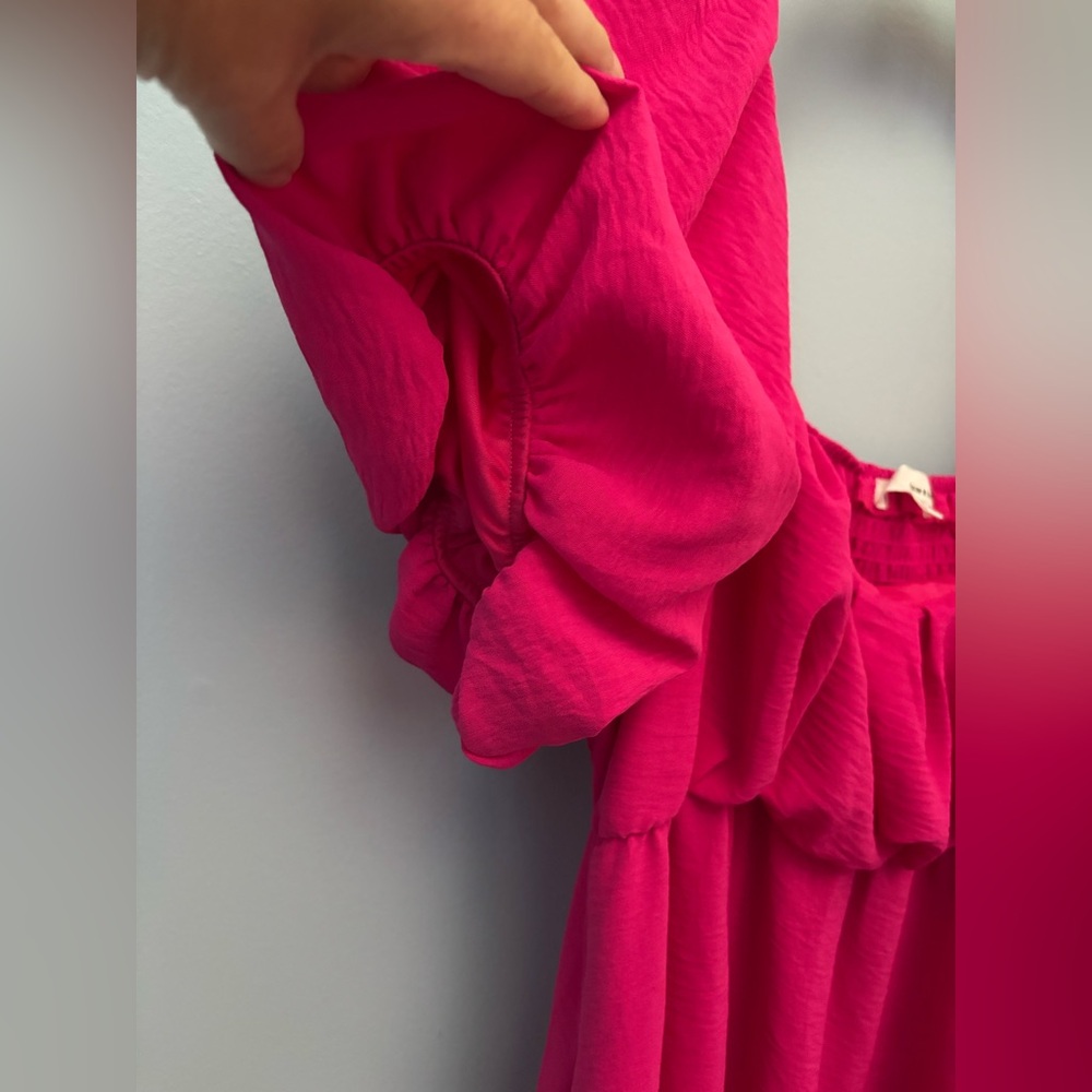 june & hudson Hot Pink Puff-Sleeve Babydoll Tunic - Picture 2 of 9
